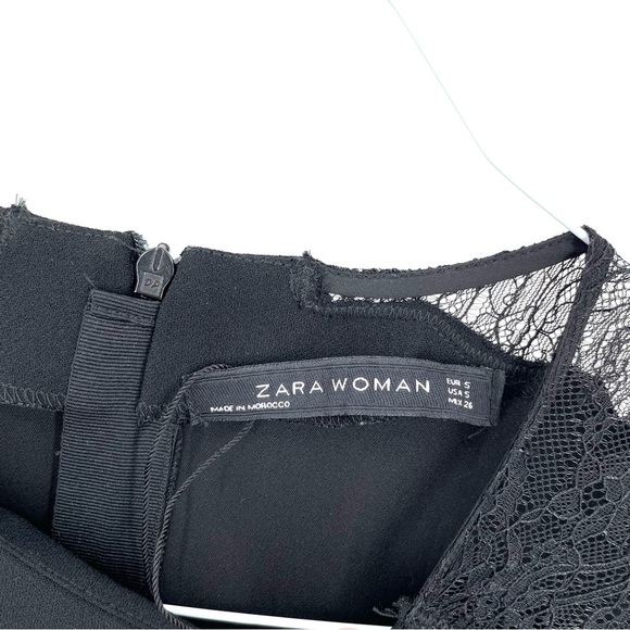 ZARA Black Lace Bell Sleeve Shift Dress - Picture 6 of 7